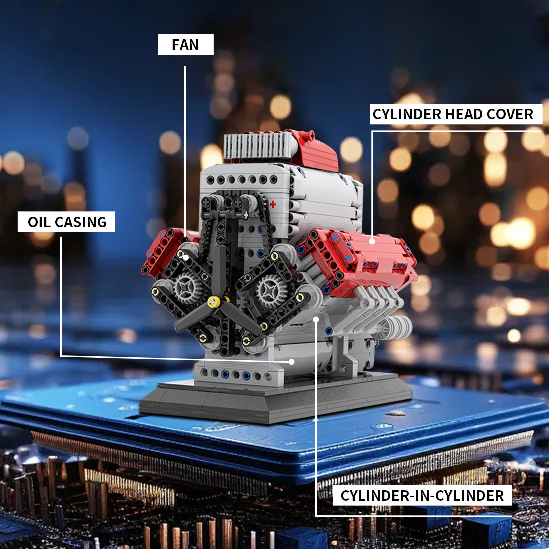 MOC Crossplane V8 Engine with Supercharger Blocks