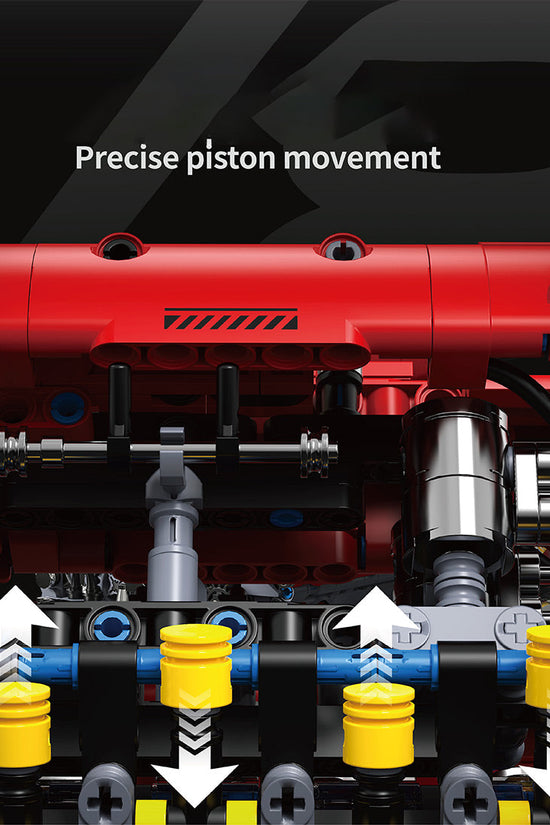 Ferrari V8 Engine Building Blocks Toy Set DOHC Naturally Aspirated MOC Motor Build Your Own V8 Engine - 350PCS