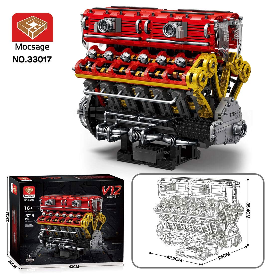 MOC Lamborghini V12 Engine Blocks