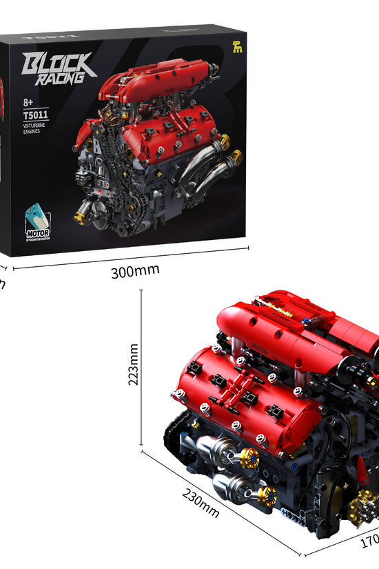 Ferrari V8 Engine Building Blocks Toy Set DOHC Naturally Aspirated MOC Motor Build Your Own V8 Engine - 350PCS